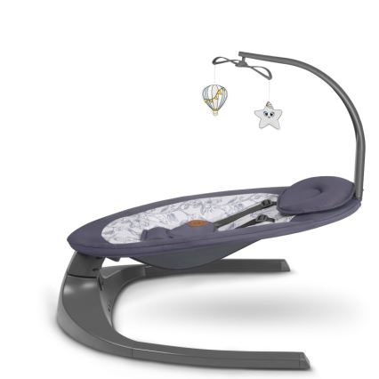 Lionelo - Huśtawka dla dzieci z melodią RALF 4xAA Szary/Biały + pilot zdalnego sterowania