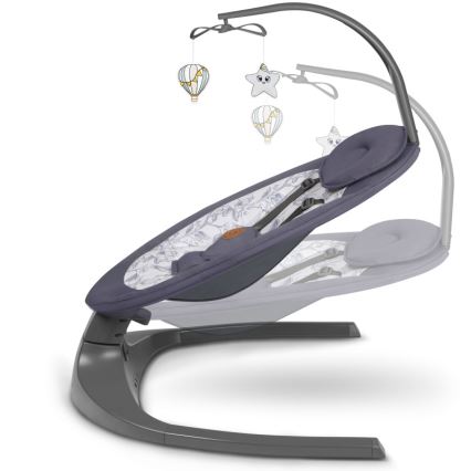 Lionelo - Huśtawka dla dzieci z melodią RALF 4xAA Szary/Biały + pilot zdalnego sterowania