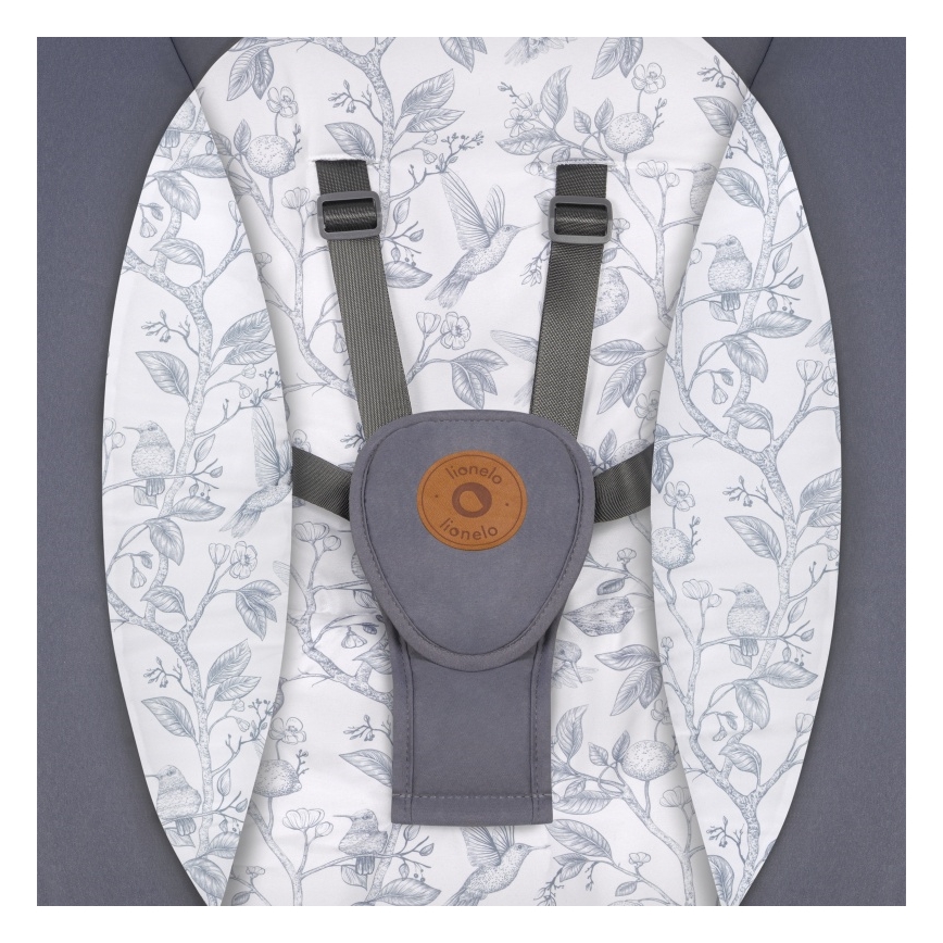 Lionelo - Huśtawka dla dzieci z melodią RALF 4xAA Szary/Biały + pilot zdalnego sterowania