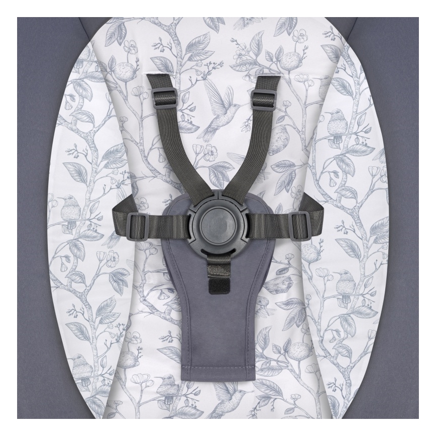 Lionelo - Huśtawka dla dzieci z melodią RALF 4xAA Szary/Biały + pilot zdalnego sterowania