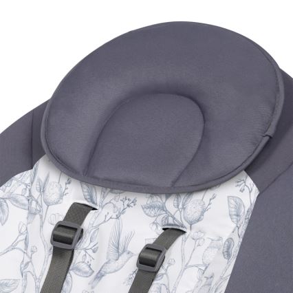 Lionelo - Huśtawka dla dzieci z melodią RALF 4xAA Szary/Biały + pilot zdalnego sterowania