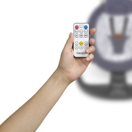 Lionelo - Huśtawka dla dzieci z melodią RALF 4xAA Szary/Biały + pilot zdalnego sterowania