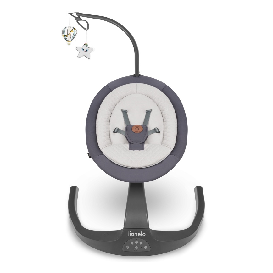 Lionelo - Huśtawka dla dzieci z melodią RINA 4xAA Grey Concrete + pilot zdalnego sterowania