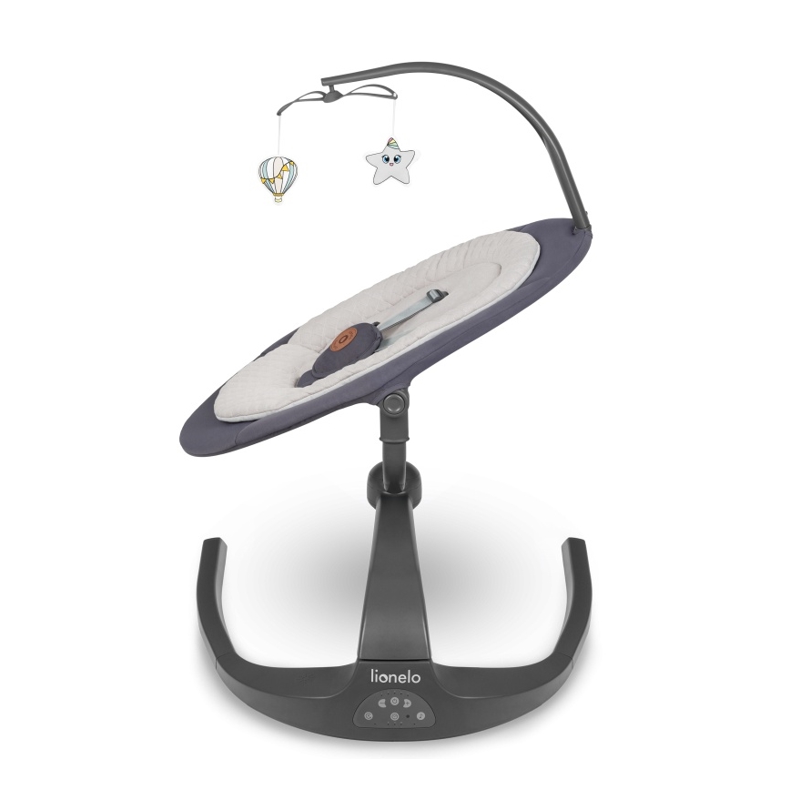 Lionelo - Huśtawka dla dzieci z melodią RINA 4xAA Grey Concrete + pilot zdalnego sterowania
