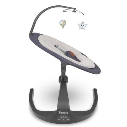 Lionelo - Huśtawka dla dzieci z melodią RINA 4xAA Grey Concrete + pilot zdalnego sterowania
