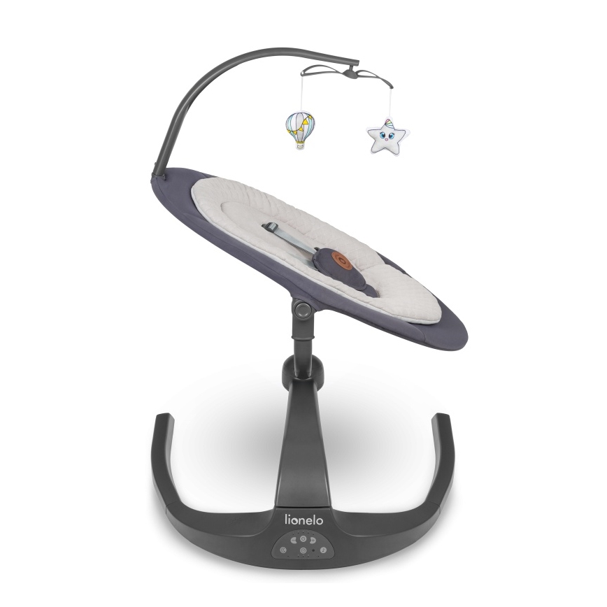Lionelo - Huśtawka dla dzieci z melodią RINA 4xAA Grey Concrete + pilot zdalnego sterowania