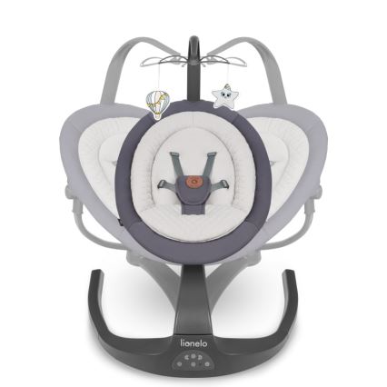 Lionelo - Huśtawka dla dzieci z melodią RINA 4xAA Grey Concrete + pilot zdalnego sterowania