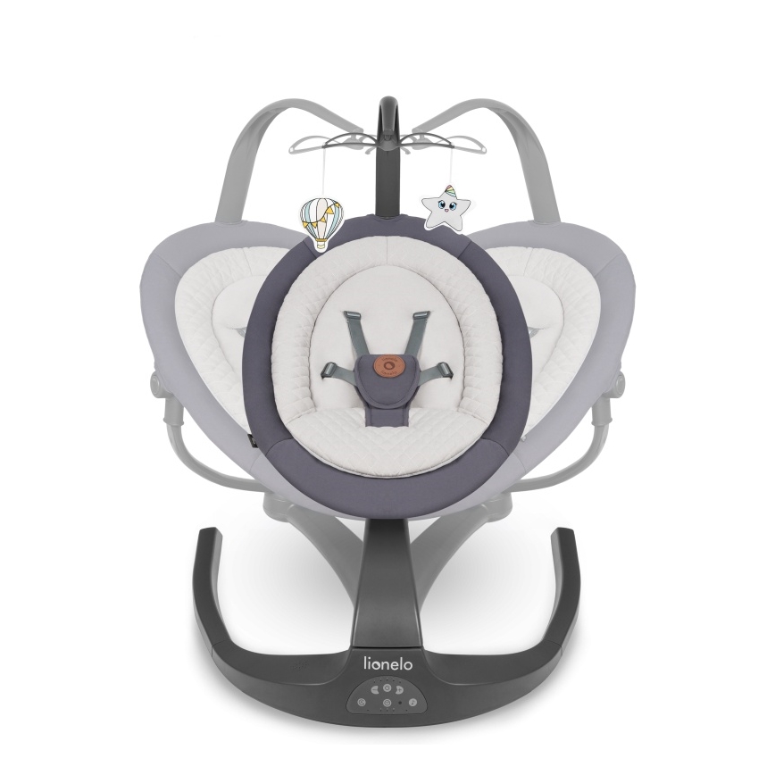 Lionelo - Huśtawka dla dzieci z melodią RINA 4xAA Grey Concrete + pilot zdalnego sterowania
