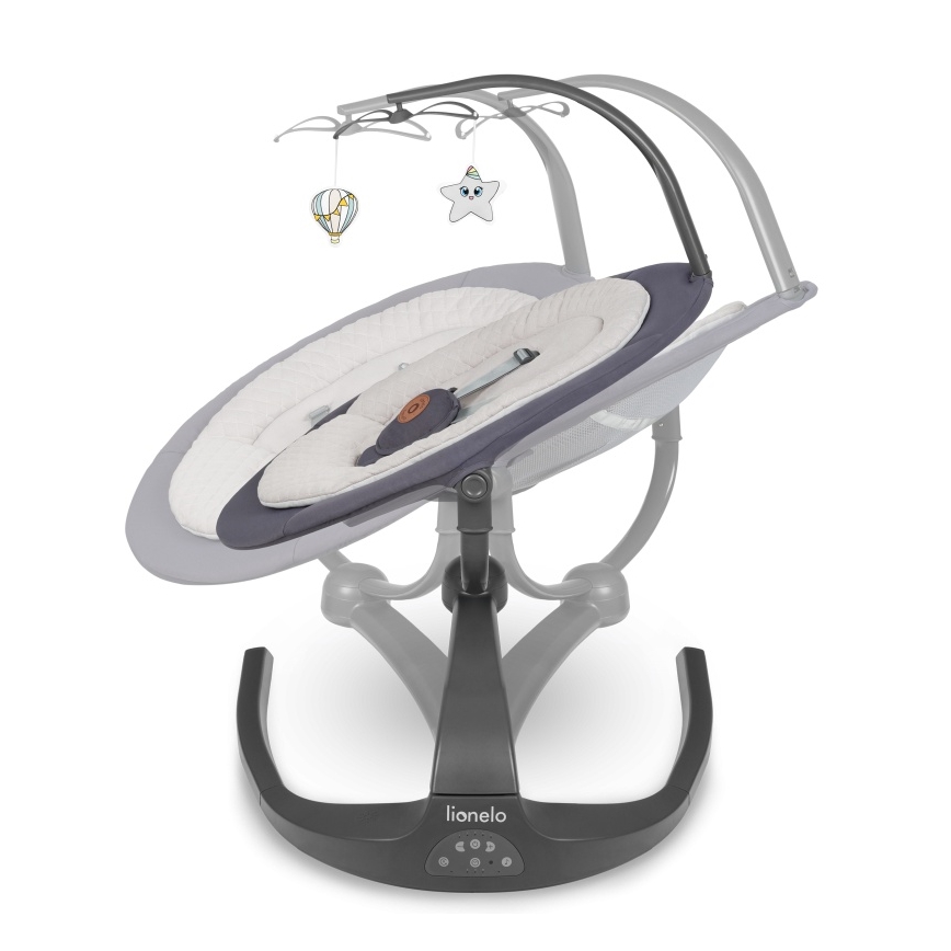 Lionelo - Huśtawka dla dzieci z melodią RINA 4xAA Grey Concrete + pilot zdalnego sterowania