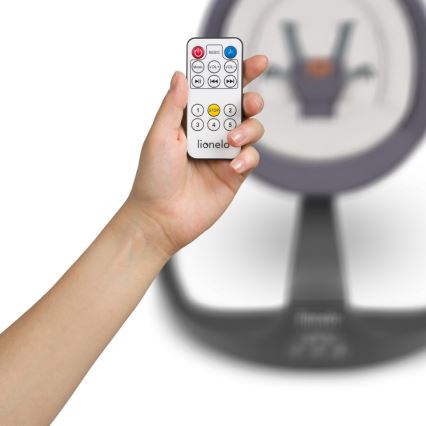 Lionelo - Huśtawka dla dzieci z melodią RINA 4xAA Grey Concrete + pilot zdalnego sterowania