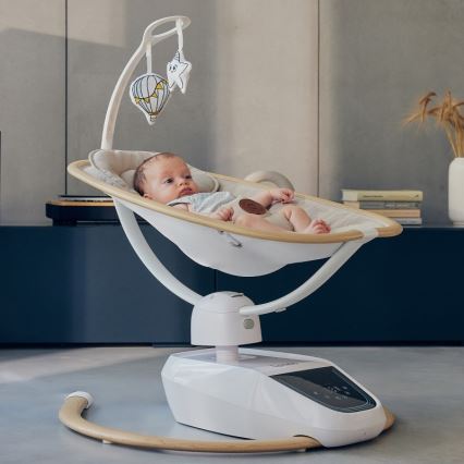 Lionelo - Huśtawka dziecięca z melodią OLIVIA Beige Natural + pilot zdalnego sterowania