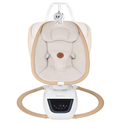 Lionelo - Huśtawka dziecięca z melodią OLIVIA Beige Natural + pilot zdalnego sterowania