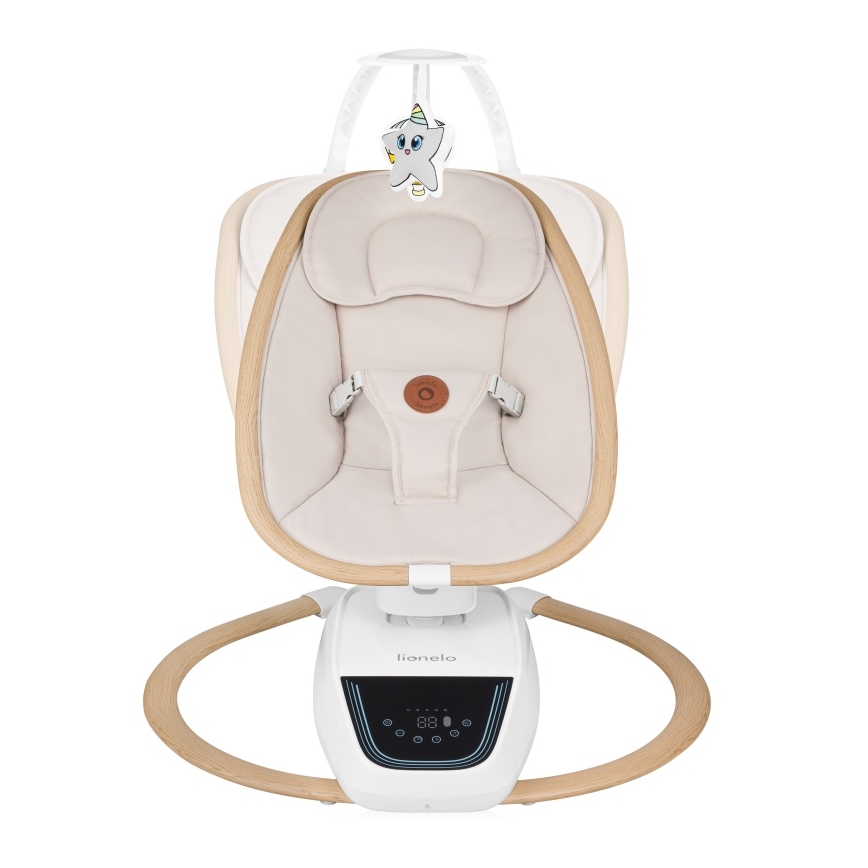 Lionelo - Huśtawka dziecięca z melodią OLIVIA Beige Natural + pilot zdalnego sterowania