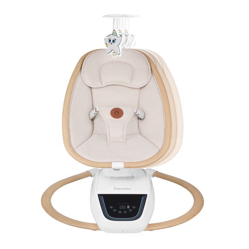 Lionelo - Huśtawka dziecięca z melodią OLIVIA Beige Natural + pilot zdalnego sterowania