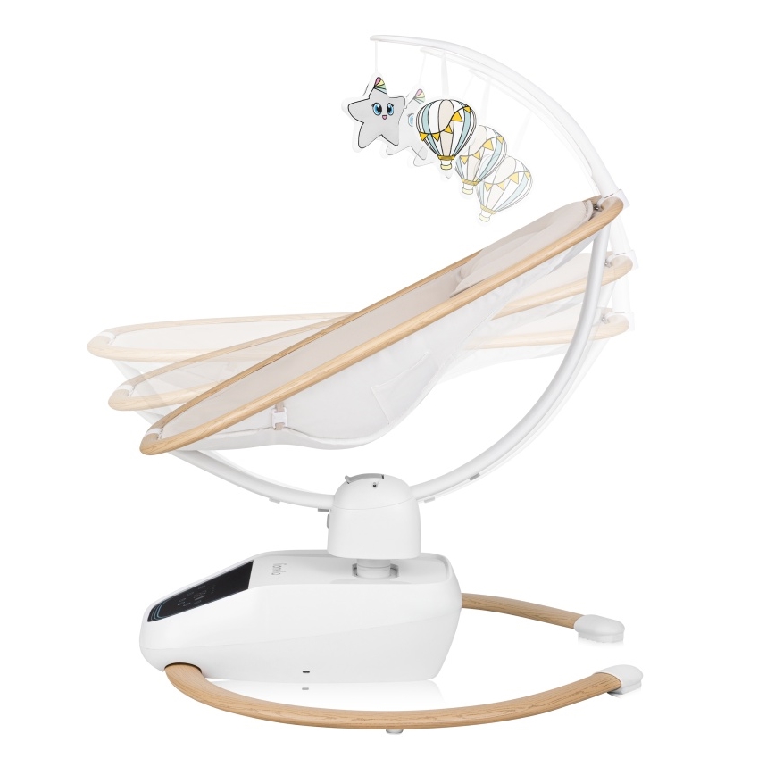 Lionelo - Huśtawka dziecięca z melodią OLIVIA Beige Natural + pilot zdalnego sterowania