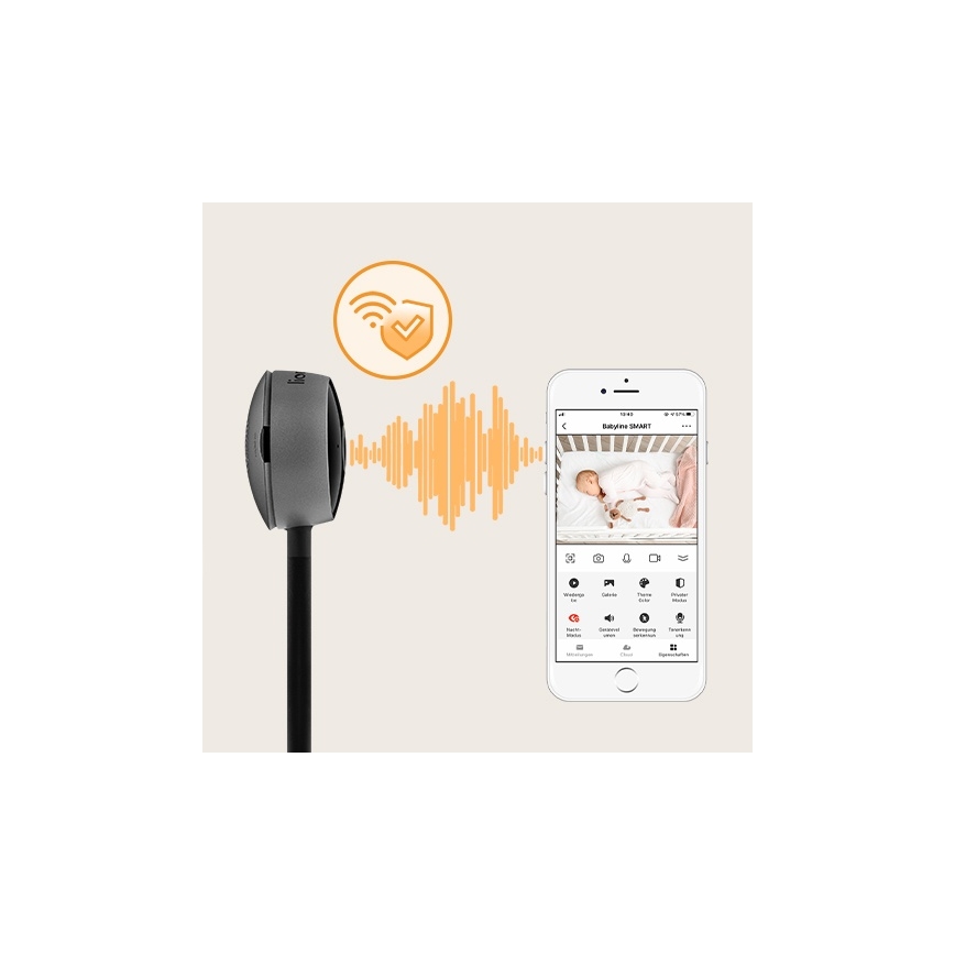 Lionelo - Inteligentna niania dla dziecka BABYLINE SMART Wi-Fi Czarna