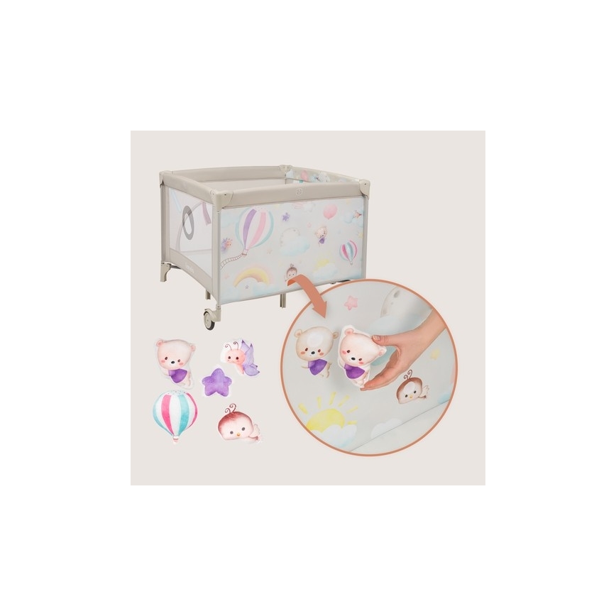 Lionelo - Kojec do zabawy MILLE PLUS szaro-beżowy