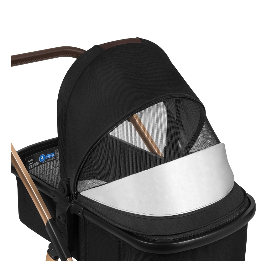 Lionelo - Kombinowany wózek 3w1 AMBER Czarny Onyks