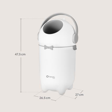 Lionelo - Kosz na pieluchy PUREBIN 10 l Biały