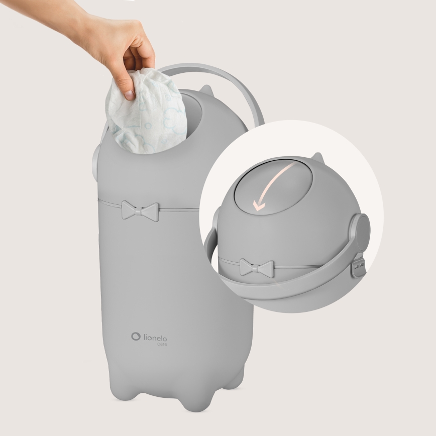 Lionelo - Kosz na pieluchy PUREBIN 10 l Szary