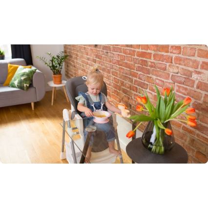 Lionelo - Krzesełko do karmienia LINN PLUS białe/szare