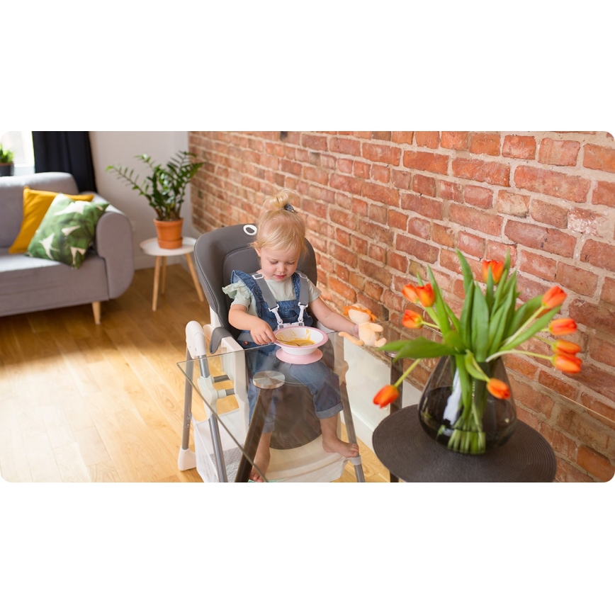 Lionelo - Krzesełko do karmienia LINN PLUS białe/szare