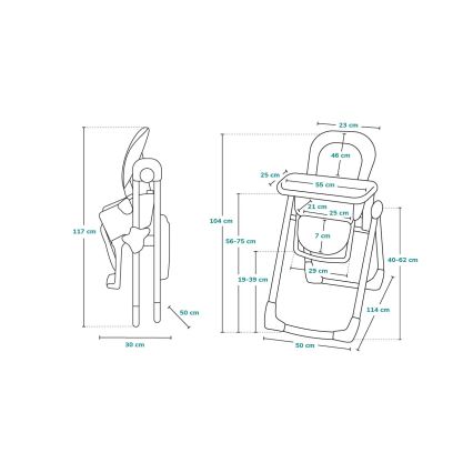 Lionelo - Krzesełko do karmienia LINN PLUS białe/szare