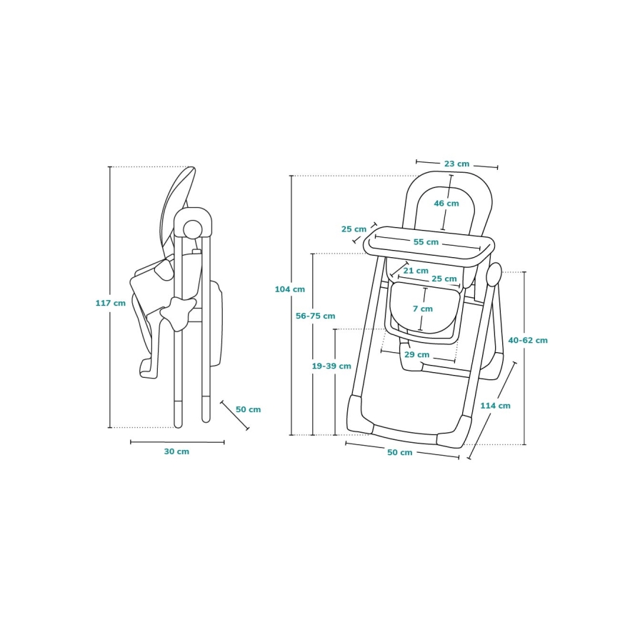 Lionelo - Krzesełko do karmienia LINN PLUS białe/szare