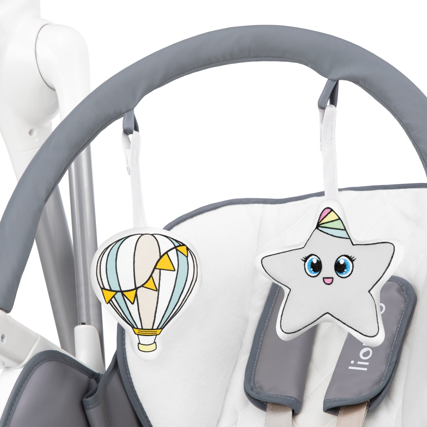 Lionelo - Krzesełko do karmienia NILES Grey 4xAA