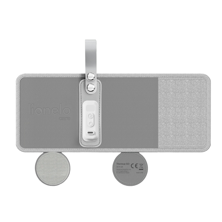 Lionelo - Ładowalny podgrzewacz do butelek THERMUP GO 18W/5V Szary/Srebrny