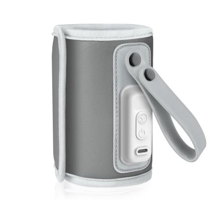 Lionelo - Ładowalny podgrzewacz do butelek THERMUP GO 18W/5V Szary/Srebrny
