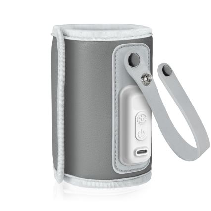 Lionelo - Ładowalny podgrzewacz do butelek THERMUP GO 18W/5V Szary/Srebrny