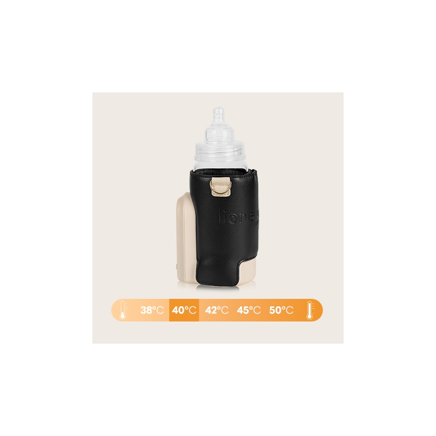 Lionelo - Ładowalny podgrzewacz do butelek THERMUP GO EVO 18W/5V czarny/beżowy
