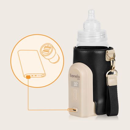 Lionelo - Ładowalny podgrzewacz do butelek THERMUP GO EVO 18W/5V czarny/beżowy