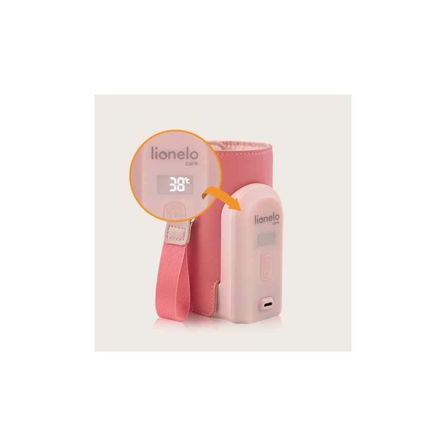 Lionelo - Ładowalny podgrzewacz do butelek THERMUP GO EVO 18W/5V różowy