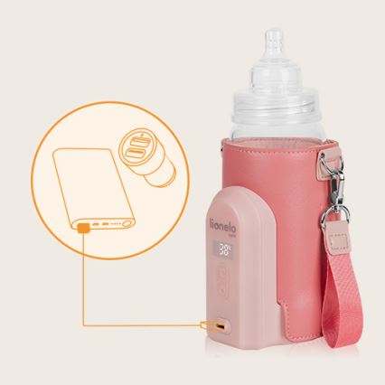 Lionelo - Ładowalny podgrzewacz do butelek THERMUP GO EVO 18W/5V różowy