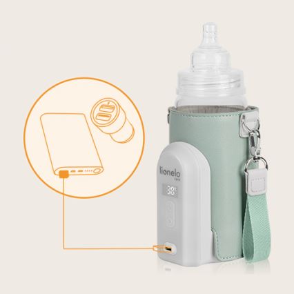 Lionelo - Ładowalny podgrzewacz do butelek THERMUP GO EVO 18W/5V zielony/biały
