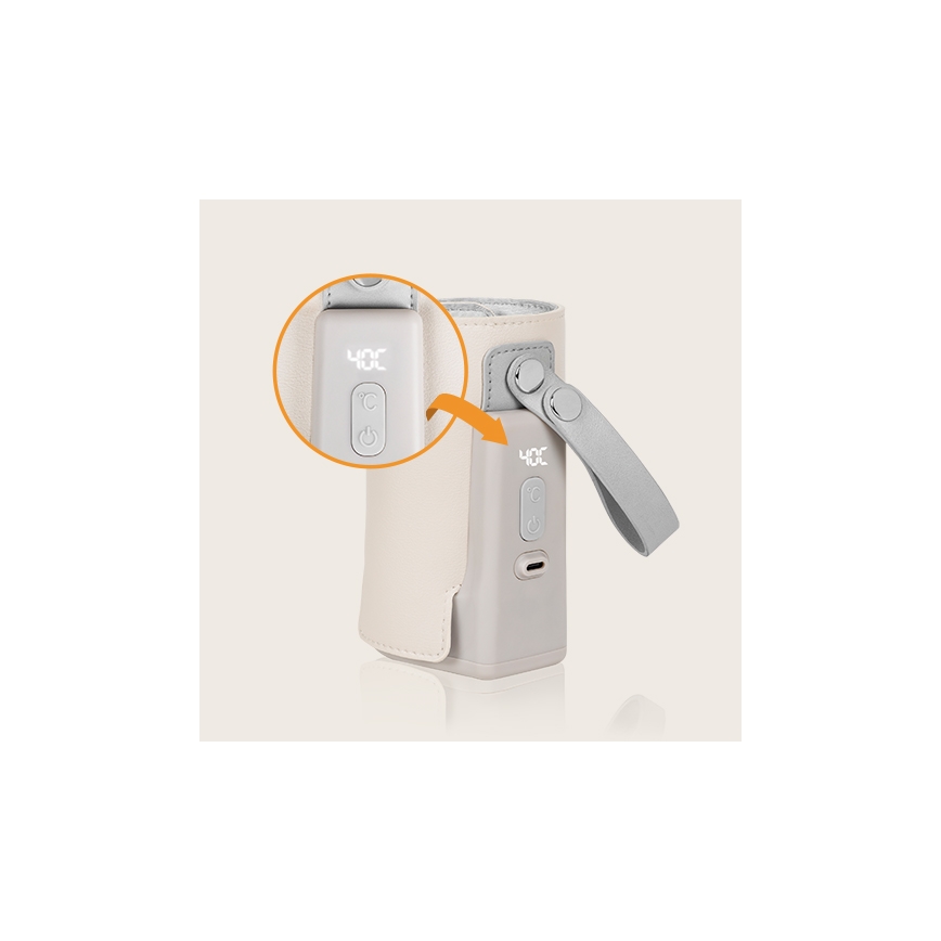 Lionelo - Ładowalny podgrzewacz do butelek THERMUP GO PLUS 10W/5V beżowy