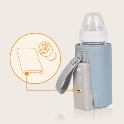 Lionelo - Ładowalny podgrzewacz do butelek THERMUP GO PLUS 10W/5V niebieski/szary