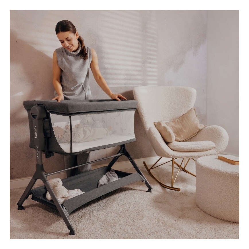 Lionelo - Łóżeczko dziecięce 3 w 1 LEONIE PLUS szare