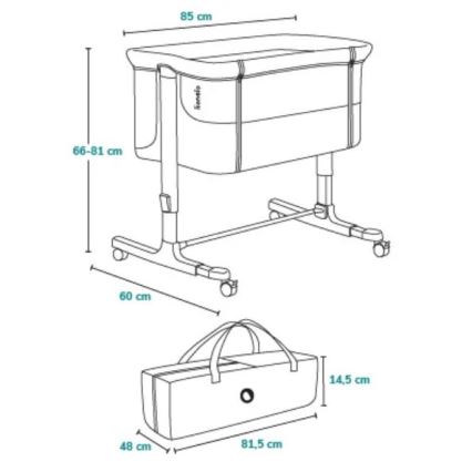 Lionelo - Łózeczko dziecięce 3w1 AURORA beżowe