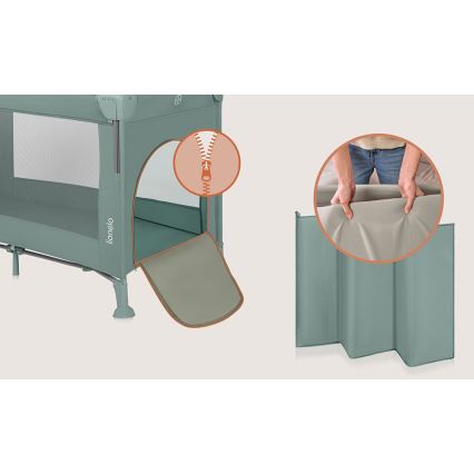 Lionelo - Łóżeczko turystyczne 3w1 ELLEN szałwiowe