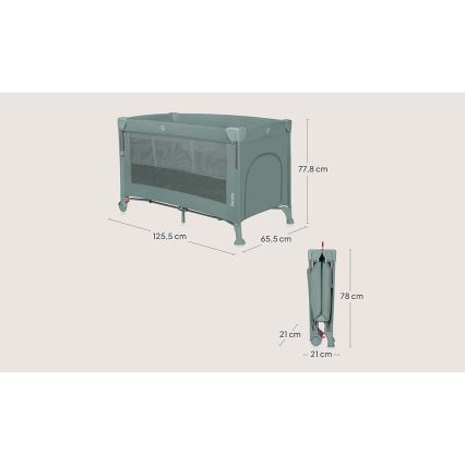 Lionelo - Łóżeczko turystyczne 3w1 ELLEN szałwiowe