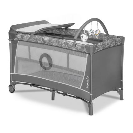 Lionelo - Łóżeczko turystyczne FLOWER Grey Stone