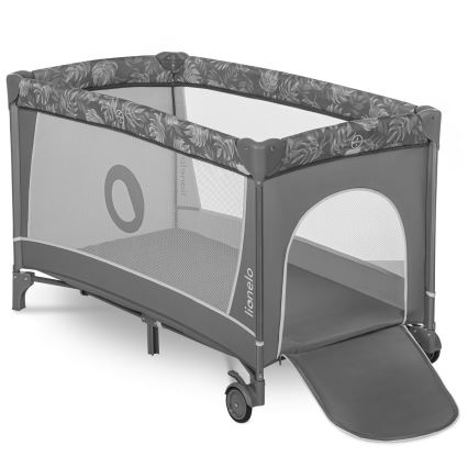 Lionelo - Łóżeczko turystyczne FLOWER Grey Stone