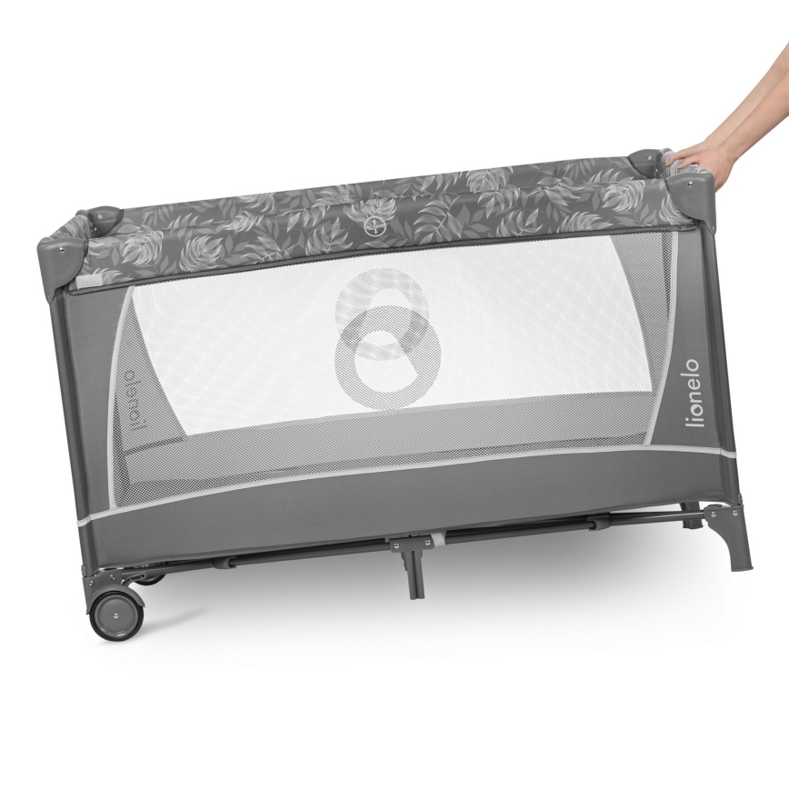 Lionelo - Łóżeczko turystyczne FLOWER Grey Stone