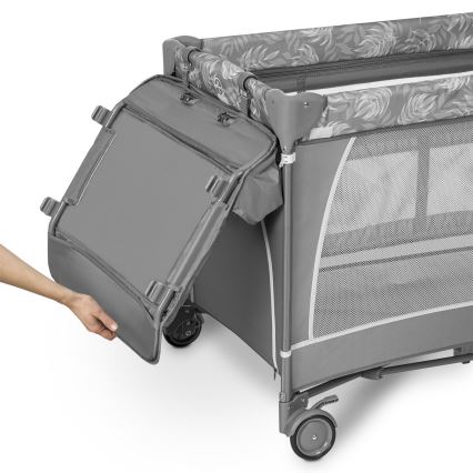 Lionelo - Łóżeczko turystyczne FLOWER Grey Stone