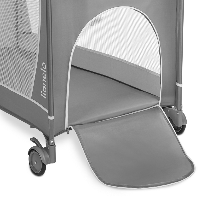 Lionelo - Łóżeczko turystyczne FLOWER Grey Stone