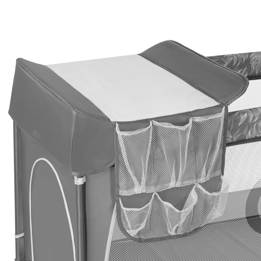 Lionelo - Łóżeczko turystyczne FLOWER Grey Stone