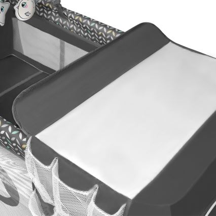 Lionelo - Łóżeczko turystyczne FLOWER Szary Scandi